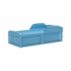Institutional bed frame constructed of polyethylene in Slate Blue. Overall dimensions: 80 in length, 36 in width, 27 in height. Suitable for healthcare, correctional, or behavioral-health facilities where moisture resistance and easy cleaning are required.