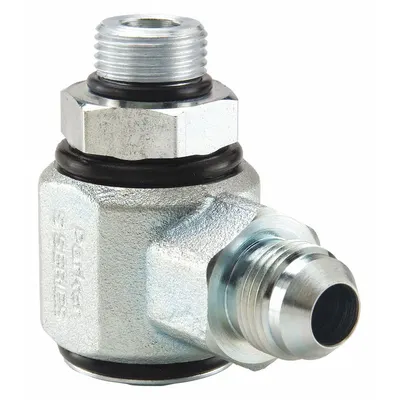 PARKER Hydraulic Swivel Fitting: Zinc-Plated Steel, 3/4 in Male JIC inlet - 90-Degree Swivel Fittings