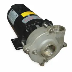 Straight centrifugal pump with 1-1/2 hp motor, 230/460V AC, 67 ft maximum head, 1-1/2 in intake and 1-1/4 in discharge. Open Drip-Proof (ODP) motor enclosure. Used for transferring clean water or light liquids in pressure boosting, irrigation, and general fluid handling applications.