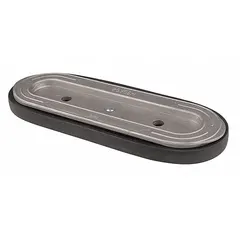 This stair climber and belt accessory attaches to hand trucks to assist in moving loads up and down stairs. It measures 1 inch in height, 4 1/2 inches in width, and 11 inches in overall length with a silver finish. Suitable for warehouse, delivery, and industrial applications requiring stair navigation.
