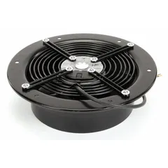 Standard round axial fan with 11 in diameter and 3 1/2 in depth. Steel housing with IP44 protection. Operates on 115V AC at 2700 RPM. Terminated with lead wires. Suitable for cooling and ventilation in enclosures, control panels, and electronic cabinets.