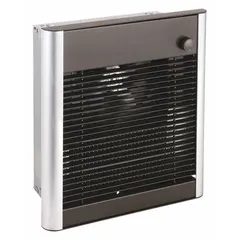 Compact recessed electric wall heater with selectable wattage output of 1125 W or 1500 W. Operates on 240/277V AC single-phase power with a nominal voltage of 277V AC. Features a white grille and non-programmable controls. Rough-in dimensions are 11 in x 9-3/16 in x 3-3/4 in. Suitable for flush, low-profile installation in spaces requiring supplemental heating.