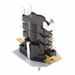 This electric sequencer stages heating elements in HVAC systems to prevent electrical overload. It is used in furnaces, air handlers, and heat pumps for sequential activation of heating circuits.