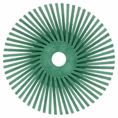 SCOTCH-BRITE 3 in Dia x 3/8 in Wd Ceramic Green Radial Bristle Disc - Deburring & Cleaning Radial Bristle Discs for All Metals