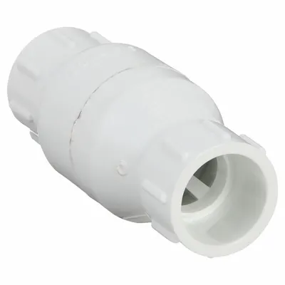 Dayton Spring Check Valve: Inline Valve Body, 3/4 in Pipe Size, Socket x Socket - PVC Poppet Check Valves