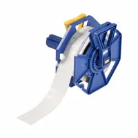 White cryogenic polyester label roll with matte finish, 1/2 in label height, 1 in label width, 1/2 in roll length. Compatible with J7300 printer series. Used for asset identification and labeling in cryogenic environments requiring extreme cold resistance