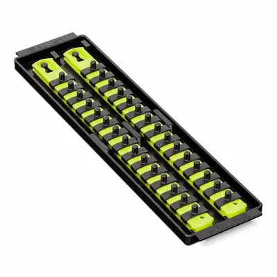 ERNST MANUFACTURING Socket Organizer: Yellow, 3 5/8 in Overall Wd, 30 Posts/Slots - Socket Rails & Trays