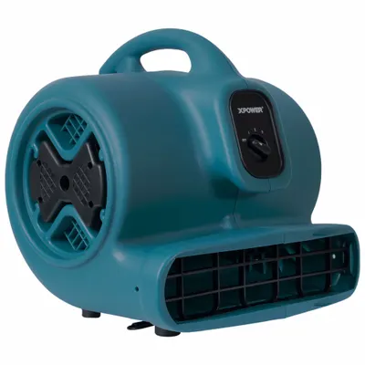 XPOWER Centrifugal Blower: 2,800 cfm, 1/2 hp, Fixed Frame, 115V AC, 3 Speeds, Blue - Portable Blowers