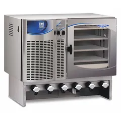 Console-style freeze dryer with a -40°C temperature rating and 1 hp horsepower. Includes an isolation valve. Does not include a purge valve. Used for laboratory lyophilization of heat-sensitive materials under vacuum.