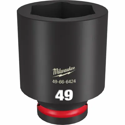 MILWAUKEE Deep Impact Socket: 3/4 in Drive Size, Metric, 49 mm Socket Size, 6-Point - 3/4" Drive Impact Sockets