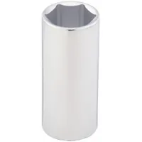 WESTWARD Socket: Metric, 1/2 in Drive Size, 25 mm Socket Size, 6-Point, Deep, Chrome, Socket (MPN 53YV16)