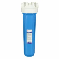This polypropylene housing is designed for general purpose water pre-filter cartridges, providing sediment reduction. It features a 60 gpm flow capacity, 1 1/2 in NPT connection, and 24 1/2 in overall height. Suitable for commercial or industrial water systems requiring a pre-filter housing.