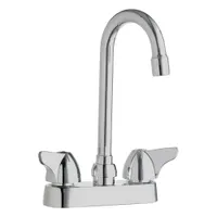 Centerset bathroom faucet constructed from cast brass with a polished chrome finish. Includes mounting hardware and features a 1/2-inch NPSM connection. Suitable for bathroom sinks requiring a centerset handle configuration