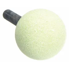 Ceramic mounted point with 80 grit and A25 shape, designed for cool-cutting stainless steel and nickel alloys. Used for deburring, blending, and finishing in metalworking applications where heat buildup must be minimized.