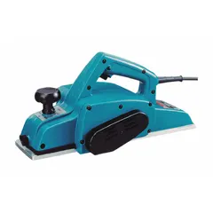 This corded hand planer operates on 120V AC with a 7.5 A motor delivering 16,000 RPM. It features a 4-3/8 in blade width and a cutting depth of 1/16 in. Suitable for smoothing and leveling wood surfaces in carpentry and construction tasks such as trimming doors and fitting windows.