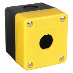 Non-metallic enclosure for 22mm push button operators with a single-hole configuration. Rated NEMA 4X for washdown and corrosion resistance. Suitable for environments requiring protection against moisture and corrosive substances.