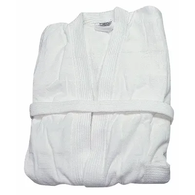 R & R TEXTILE White Cotton Bathrobe, 48 in Length, X70200 - Bath Robes & Slippers