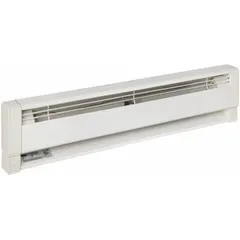 This oil-filled electric baseboard heater from Dayton delivers 750W of heating output at 120V AC. The white conventional housing suits commercial-grade applications. It does not include a thermostat, requiring external temperature control for operation.