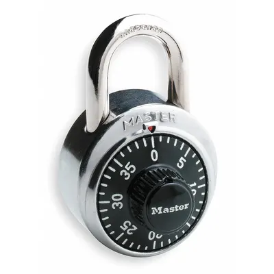 MASTER LOCK Combination Padlock: Dial Combo, Silver, Stainless Steel, Std Shackle - Standard Shackle Combination Padlocks