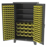 GREENE MANUFACTURING, INC. Bin Cabinet: 48 in x 24 in 84 in, 3 Shelves, 162 Bins, Yellow, Flush (MPN EX-724-1BS5)