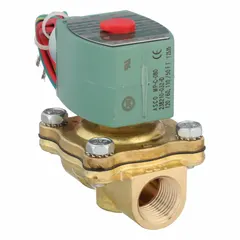 This 2-way, 2-position normally closed solenoid valve from REDHAT features a 1/2 in pipe size and operates on 120V AC. The watertight coil enclosure allows use in outdoor or washdown environments. It is suitable for on/off flow control of liquids or gases in industrial automation, irrigation, and process control systems.