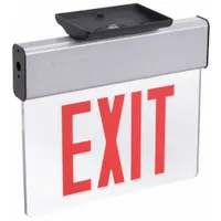 Exit Sign: 1 Faces, Red, Aluminum, Universal Field Selectable Chevrons, LED, Silver, Nickel Cadmium (MPN EDG 1 R EL SD)