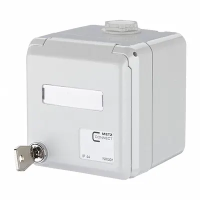 METZ CONNECT IP44SG Housing: Surface, 180° Mounting Angle, 2 Ports - Voice & Data Housings, Panels & Connector Components