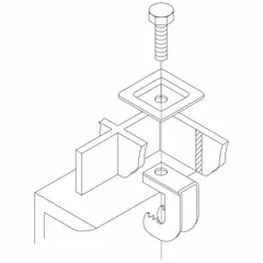 This clip assembly is used to secure fiberglass grating to support structures. Made of 316 stainless steel, it fits supports with a thickness of 3/8 in. Typical applications include chemical plants, wastewater facilities, and marine platforms where corrosion resistance is required.