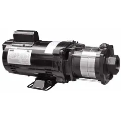 This horizontal booster pump is designed to increase water pressure in commercial and industrial water supply systems, irrigation, and HVAC applications. It operates on single-phase power at 115/230V AC, delivering a best efficiency flow of 32 gpm and a shut-off pressure of 59 psi.
