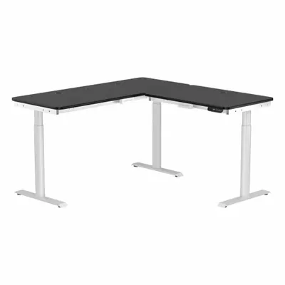 VERSADESK Standing Desk: Black, Wood, 60 in Overall Wd, 60 in Overall Dp - Electric Adjustable-Height Desks