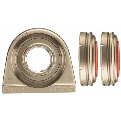 NTN Pillow Block Bearing: 1 in Bore Dia, Stainless Steel - Food-Grade Tapped-Base Pillow Block Ball Bearings