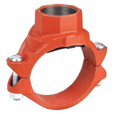 GRUVLOK Clamp Coupling: Clamp Tee, 3 in x 1 1/2 in x 2 in, Ductile Iron, EPDM Seal - Outlet Pipe Clamps