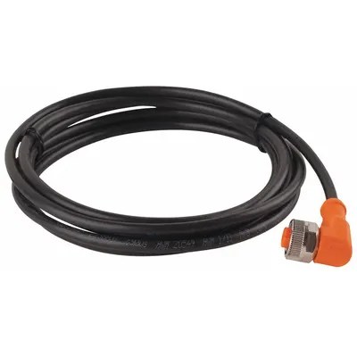 IFM Cordset: M12 Female Right Angle X Bare Wire, 5 Pins, Black, PUR, 2 m Cable Lg - Single-Ended Cordsets with PUR Jacket for Twisting Applications