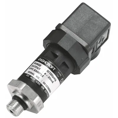 ASHCROFT Pressure Transmitter: 0 psi to 100 psi, 4 to 20mA DC, DIN 43650 Form A Connector - Pressure Transmitters with DIN 43650 Form A Connector