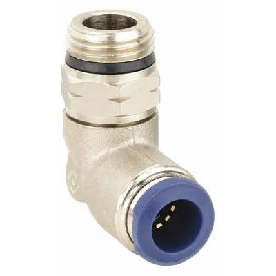 AIGNEP USA Push-Fit Elbow Fitting: 1/2 in OD x 3/8 in Pipe Size, Brass, Silver - Nickel-Plated Brass Tube Fittings