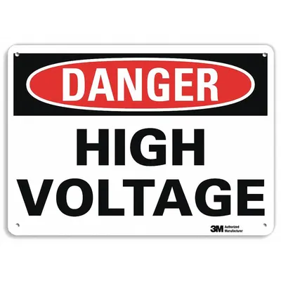 LYLE Danger Sign: Plastic, Mounting Holes Sign Mounting, 7 in x 10 in Nominal Sign Size - Danger: High Voltage Signs