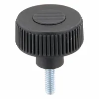 Hand Knob: Knurled, Plastic w/ Steel Thread, 1/4"-20 Thread, 20 mm Thread Lg, 40 mm Dia, Gray (MPN K0260.51A2X20)
