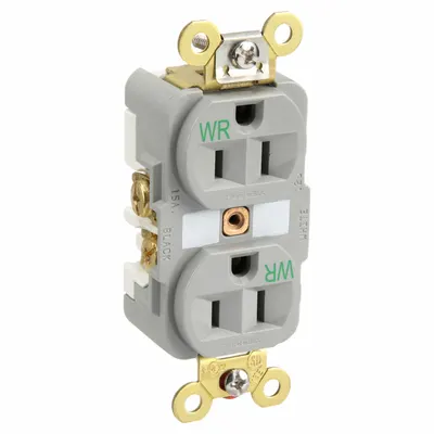 HUBBELL Receptacle: Duplex, 5-15, Gray, 125V AC, 15 A, 2 Pole / 3 Wire (MPN HBL5262GYWR) - General Purpose Receptacles