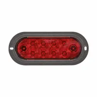 Red oval LED combination light providing stop, turn, and tail functions. Features a flange mount for permanent installation and an integrated PL-3 connector. Meets DOT/SAE J2040 standards. Suitable for use on trailers, trucks, and heavy equipment