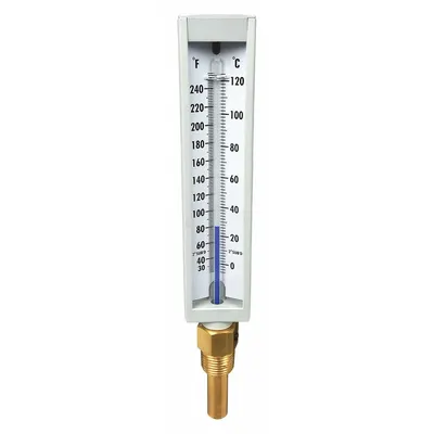 OEM Compact Industrial Thermometer: 30°F to 240°F /0°C to 120°C - Fixed-Angle Thermometer & Thermowell Assemblies
