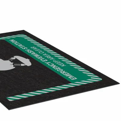 PIG Entrance Mat: Emergency Eye Wash Station, 3 ft x 5 ft, 1/8 in Thick, Polypropylene - Safety