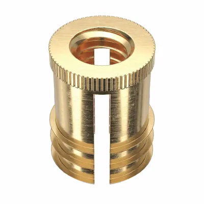 E-Z-LOK Finsert: 1/4"-20 Thread Size, 9/16 in Overall Lg, 13/32 in Dia, Brass, Plain - Finned Press Fit-Inserts