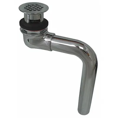 ZURN Sink Drain: Brass, Chrome, 1 1/4 in Overall Dia, Slip, 1 1/4 in Pipe Dia - Sink Drains with Flat Strainer