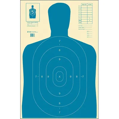 ACTION TARGET Shooting Range Targets: Paper, Silhouette Target, 35 in Ht, 23 in Wd, Blue - Silhouette Targets