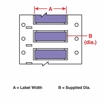 BRADY Sleeve Label: 3/16 in x 2 in, Polyolefin, Violet (Matte) - Brady Precut Sleeve Label Rolls