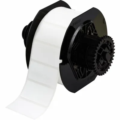 BRADY Pre-Cut Label Stock Roll: 1 in x 2 in, 1 in, Polyester, Permanent Adhesive - Brady Precut Label Rolls