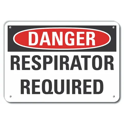 LYLE Plastic Respirator Required Danger Sign: Plastic, Mounting Holes Sign Mounting - Danger: Respirator Required Signs
