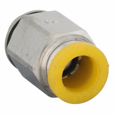 PARKER Push-Fit Adapter Fitting: 8 mm OD x 1/8 in Pipe Size, Push-to-Connect x BSPP - Nickel-Plated Brass Tube Fittings