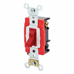 This non-illuminated toggle wall switch is a 3-way maintained switch rated for 120/277V AC and 20 A. It is used for manual on/off control of lighting or equipment from two locations in industrial and commercial settings.