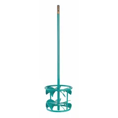 Single paddle designed for mixing low-viscosity materials such as paints, coatings, and inks. Features a Hexafix Quick-Disconnect for rapid paddle changes. 23-inch length suitable for batch mixing in industrial and commercial applications.